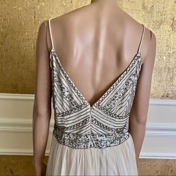 NEW MARINA champagne embellished beaded maxi ballroom prom wedding gown 12 - Picture 3 of 11